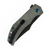 Orion Flipper Folding Knife | Green Micarta Handle | 3.07" Blackwash Nitro V with CNC Milling Blade | JB Stout Design | B1089C4