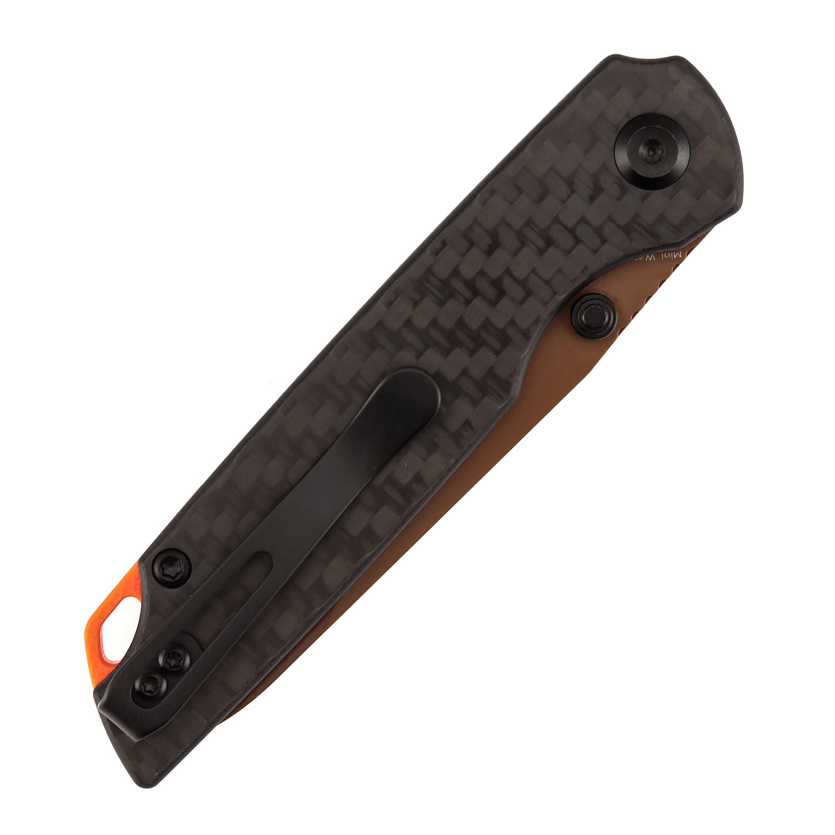 Tenable Mini Warrior Liner Lock Knife | 2.9" Rose Gold Nitro-V Blade | Twill Carbon Fiber & G10 Handle | Kim Ning Design - B2005A4