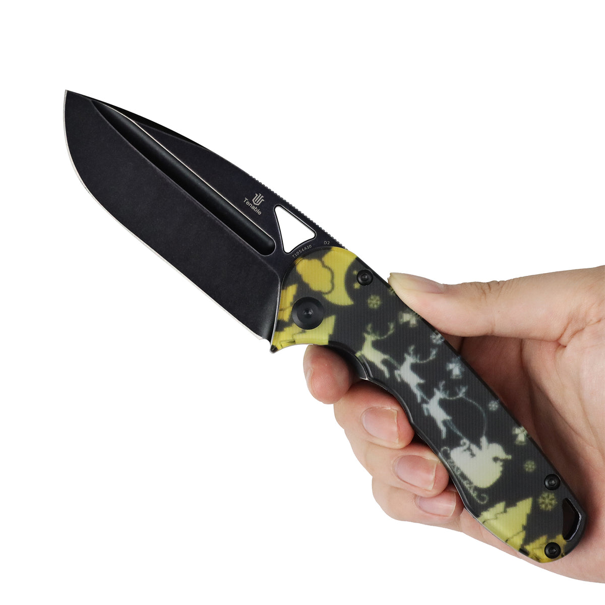 Tenable Bömbur-Exclusive Limited Edition For Christmas | 3.53" Blackwash D2 Blade | PC  with Deer Print Handle | Midgards Messer Design - T1054A10