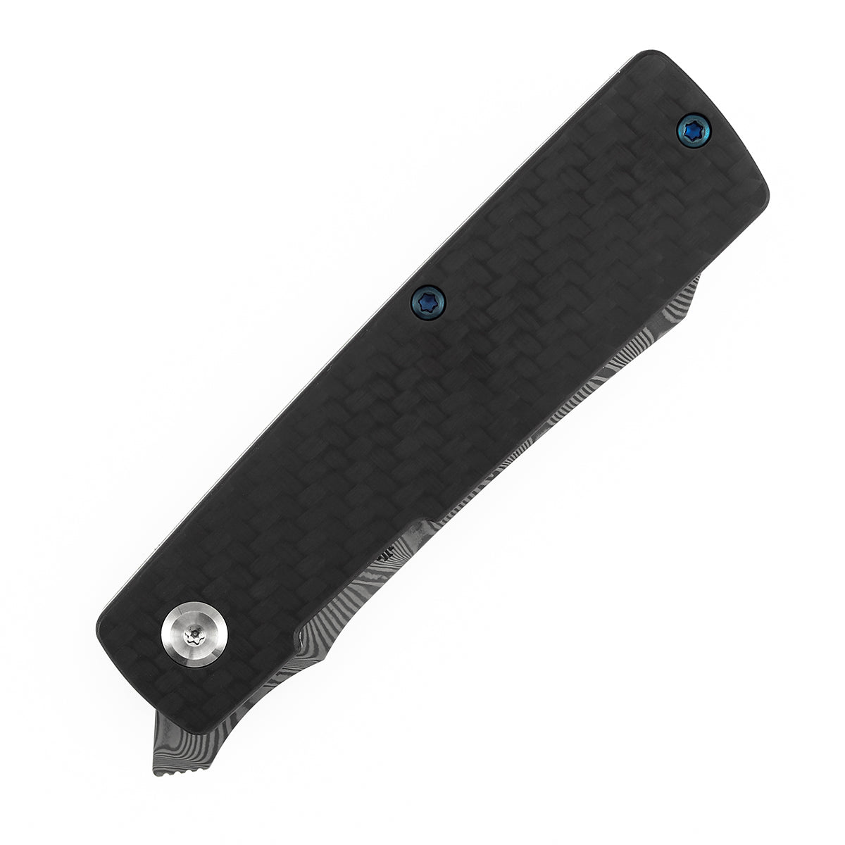 Tenable Higonokami Folding Knife | 3.02'' Water Ripple Damascus Blade | Twill Cabrbon Fiber Handle | Goran mihajlovic Design | B2135A3