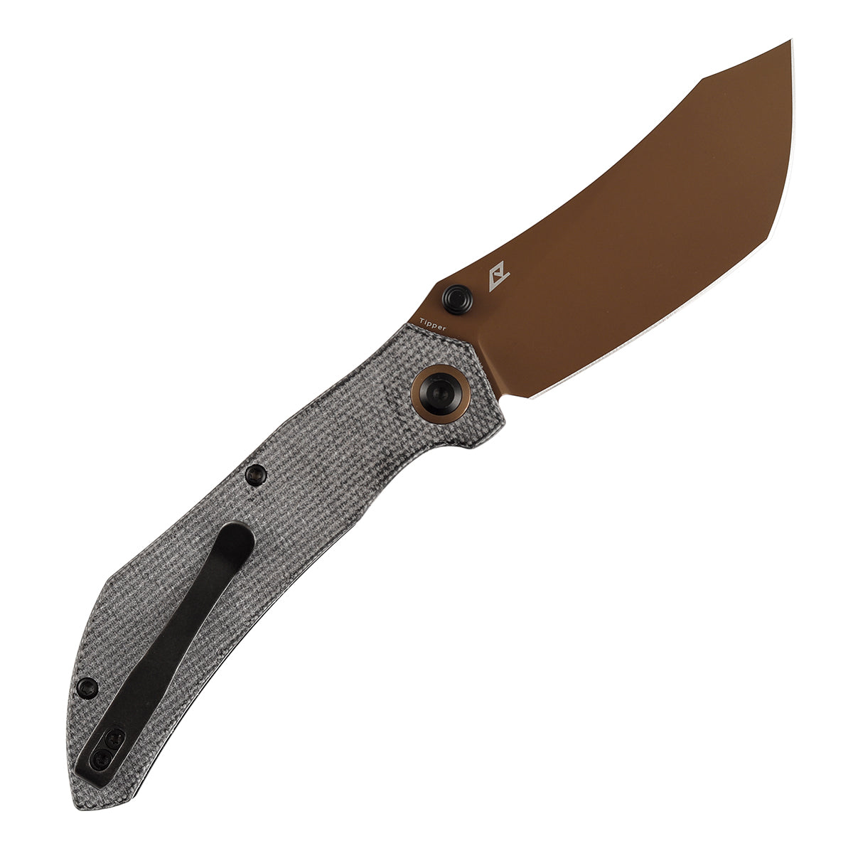 Tenable Tipper Folding Knife | 3.39'' Rose Gold Nitro V Blade | Black Micarta Handle | Edgy Bladeworks Design | B1079A1