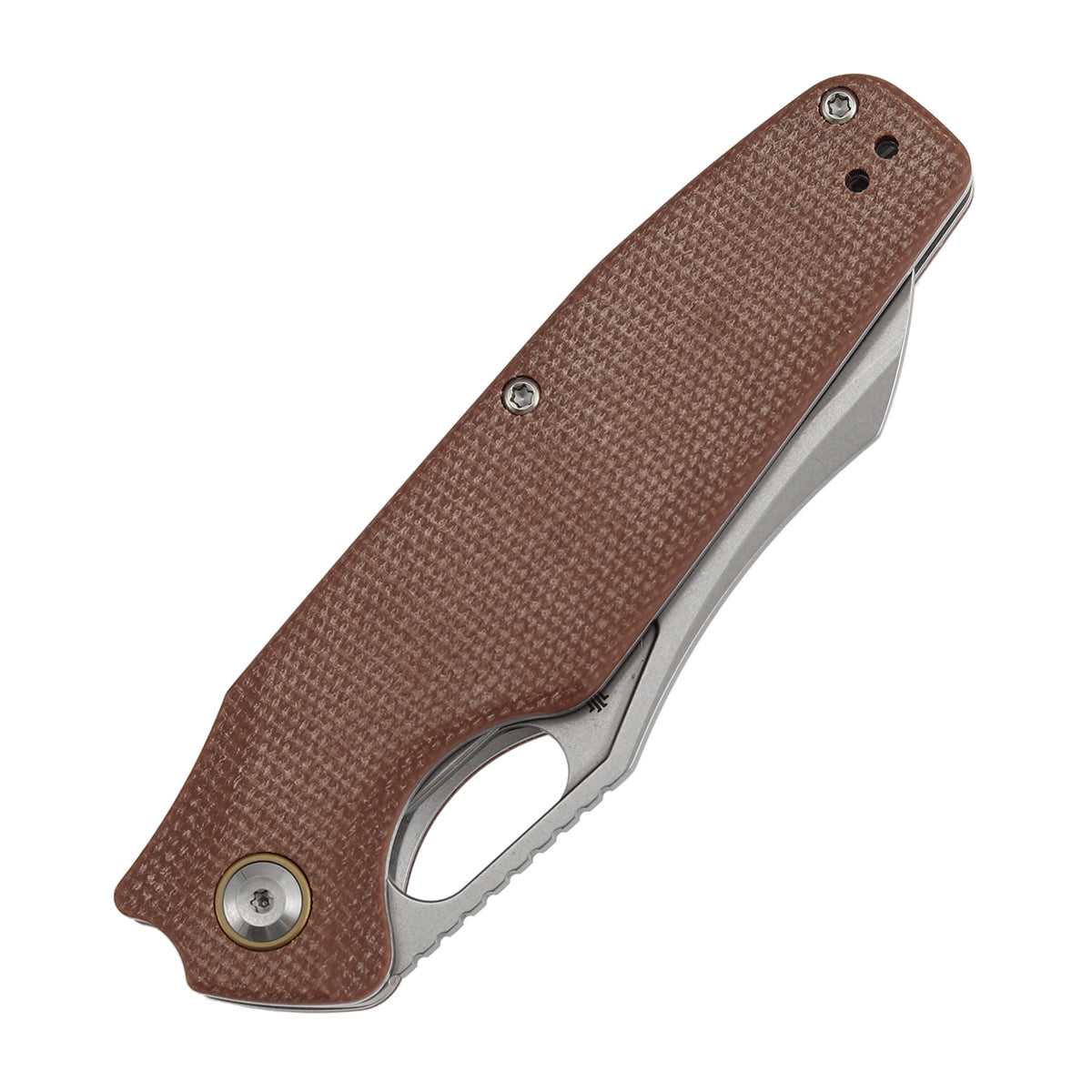 Tenable Tuckamore Folding Knife | 3.54" Stonewashed Nitro V | Brown Micarta | Jonathan Styles Design - B1052A2
