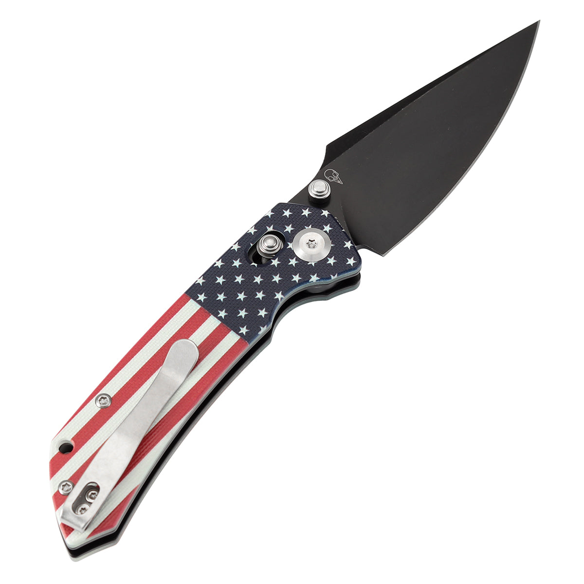 Tenable Fenrir Cross Bar Lock | Jade G10 with American Flag Handle | 3.49" Blackwashed Nitro-V Blade | Sparrow Knife Design | T1034V9