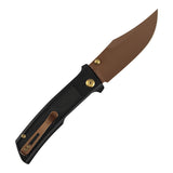 Tenable Bison Folding Knife | 3.24'' Rose Gold Nitro V Blade | Black Aluminum with Frag Pattern Handle | Ray Laconico Knives Design | B2108A3