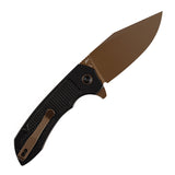 Tenable Entity - Button Lock - 3.52'' Rose Gold 14C28N -Black Aluminum with Checkered Texture - Nalu Knives Design - B1036F1