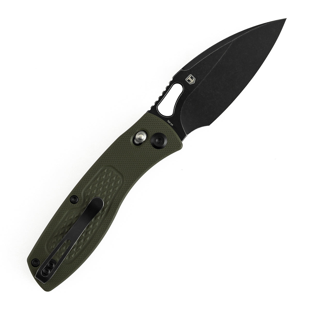 Pre Order | Heron Folding Knife - 3.13" Nitro V Blade| Olive Green G10 Handle with Diamond Pattern| Johan Jordaan - B2124V5