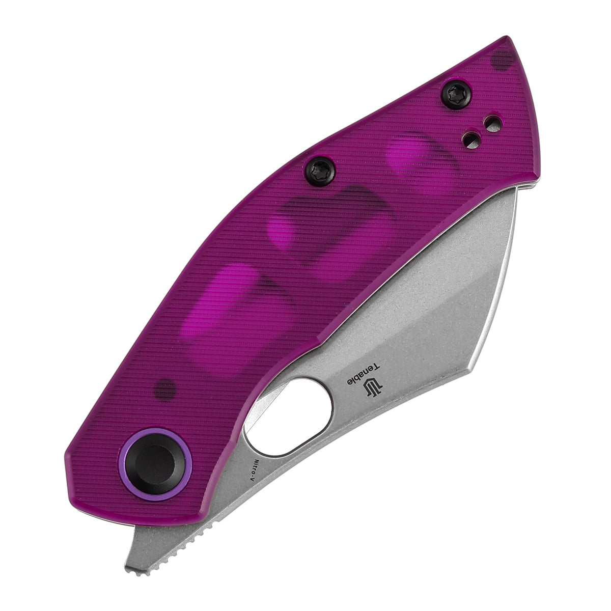 Pre-Order： Ships by Aug. 10 | Tenable Osprey Folding Knife | 2.22" Stonewashed Nitro-V | Purple PC Handle | Triple Stripe Knives Design - B2087A1