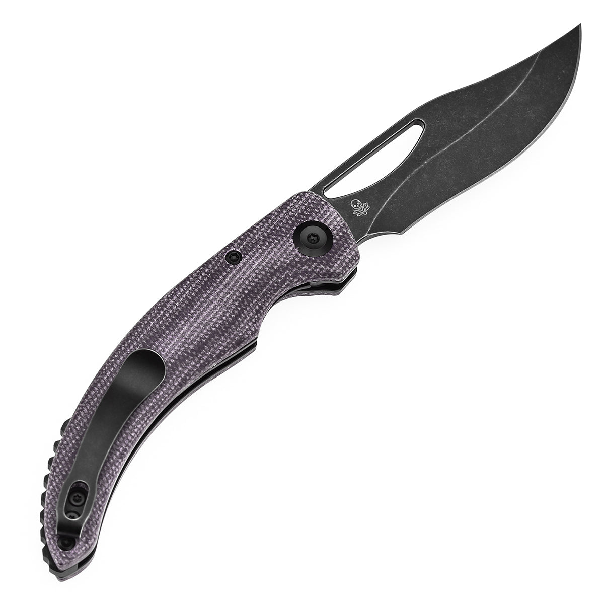 Tenable Gideon Folding Knife Purple Micarta Handle (3.5'' Blackwash Nitro V Blade) Dead Sober Design--T1119A4