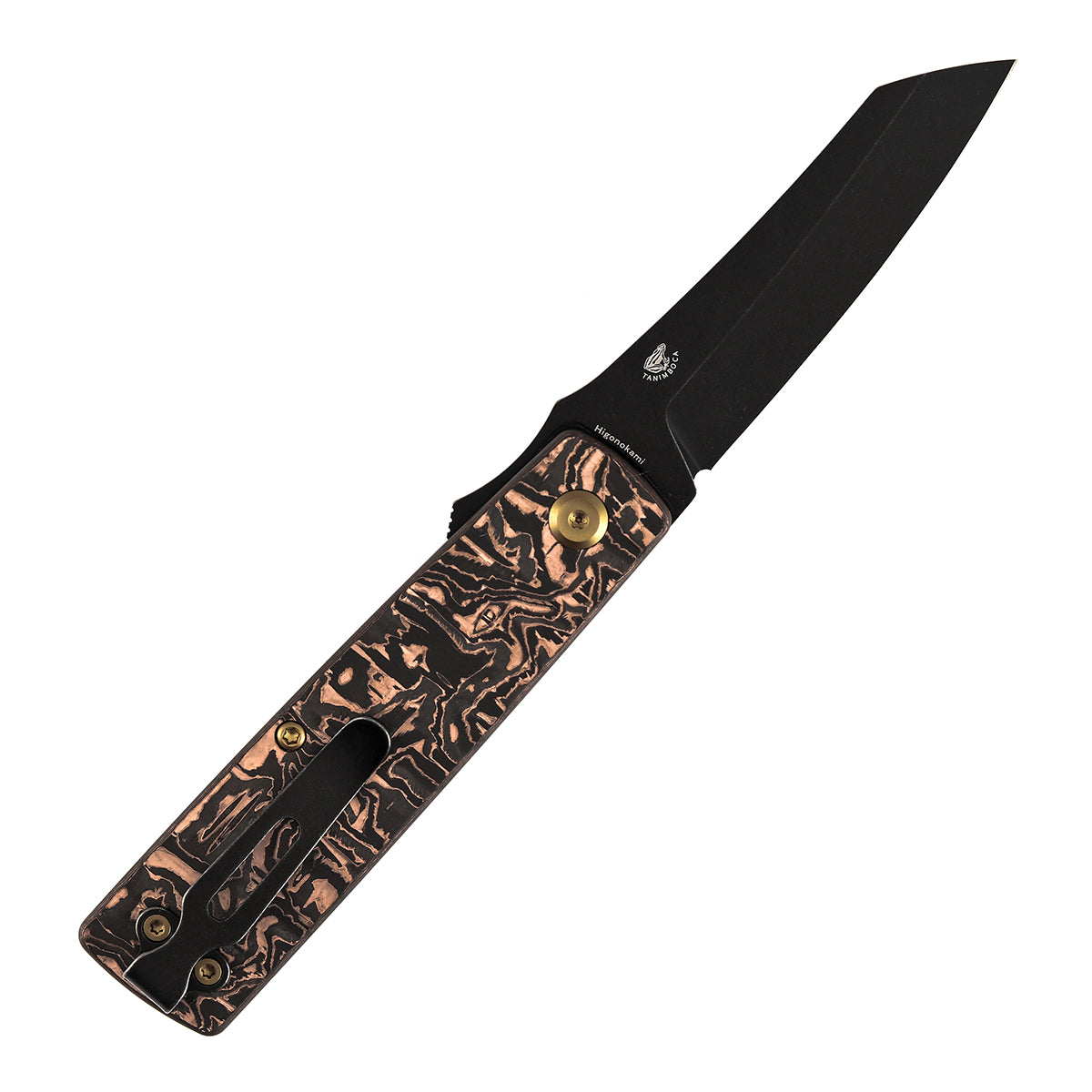KANSEPT Higonokami | Liner Lock | 3.02'' 154CM Blade | Copper Carbon FIber Handle | Goran mihajlovic Design | T2135A2
