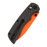 Tenable Kryo Cross Bar Twill Carbon Fiber+G10 Handle | 3.58‘’ Orange Coated 14C28N Blade | Kim Ning Design-T1001V12