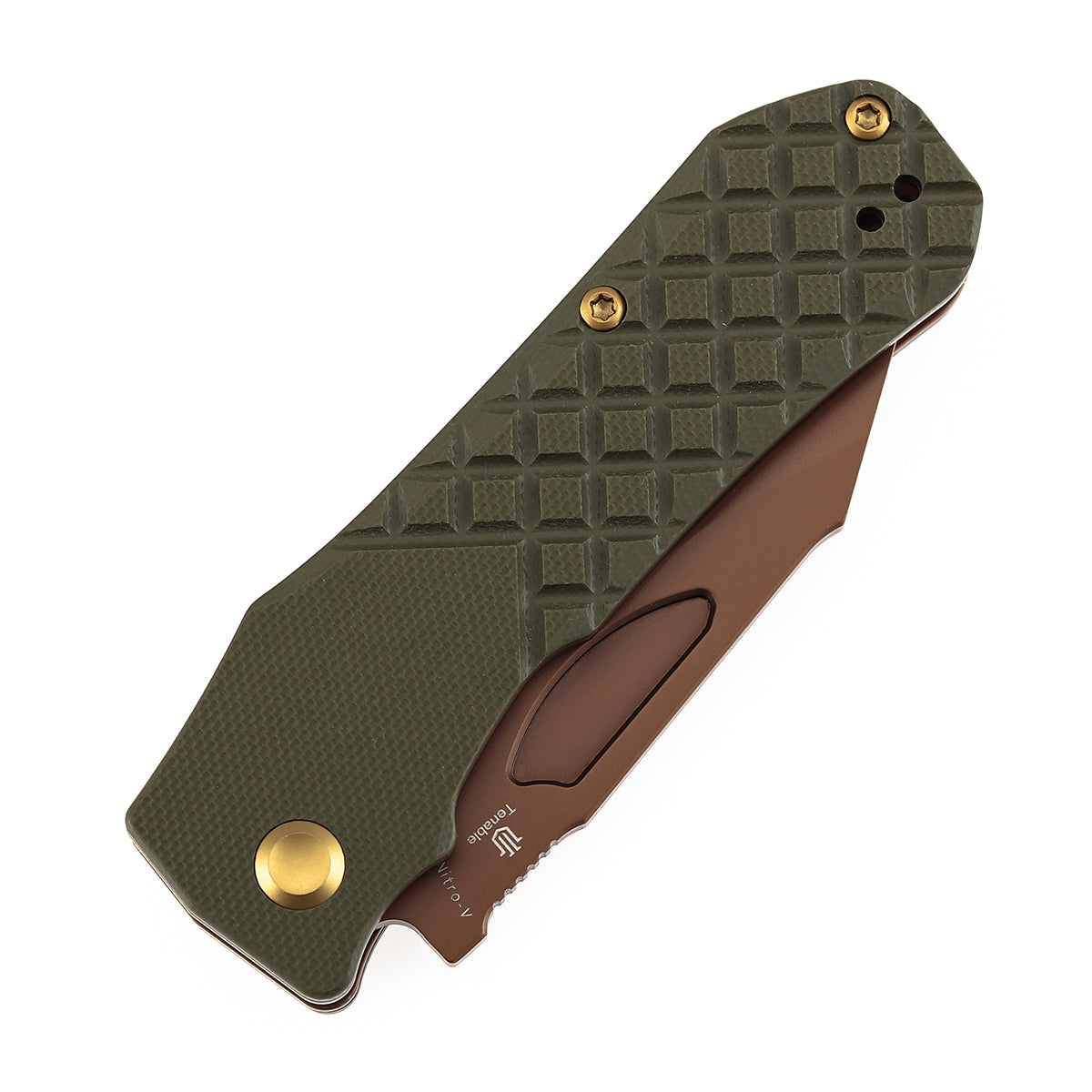 Tenable Loki Liner Lock Knife | 3.0" Rose Gold Nitro-V Blade | Olive Green G10 Handle | Steven Dunnuck Design - B1058A4