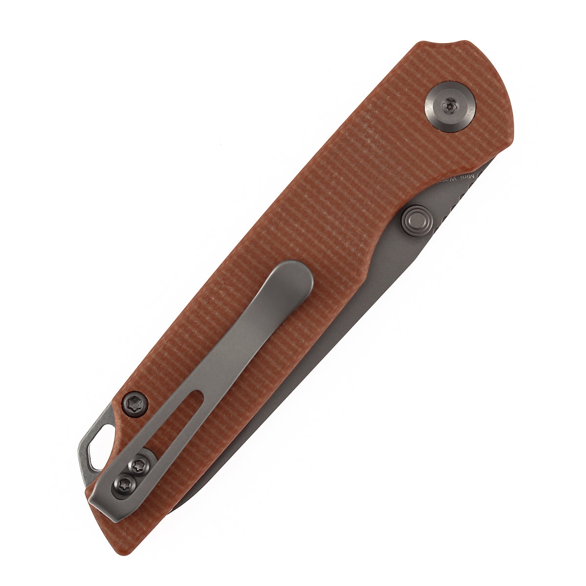 Tenable Mini Warrior Liner Lock Knife | 2.9" Gray TiCn Coated Nitro-V  Blade | Brown Micarta Handle | Kim Ning Design - B2005A3