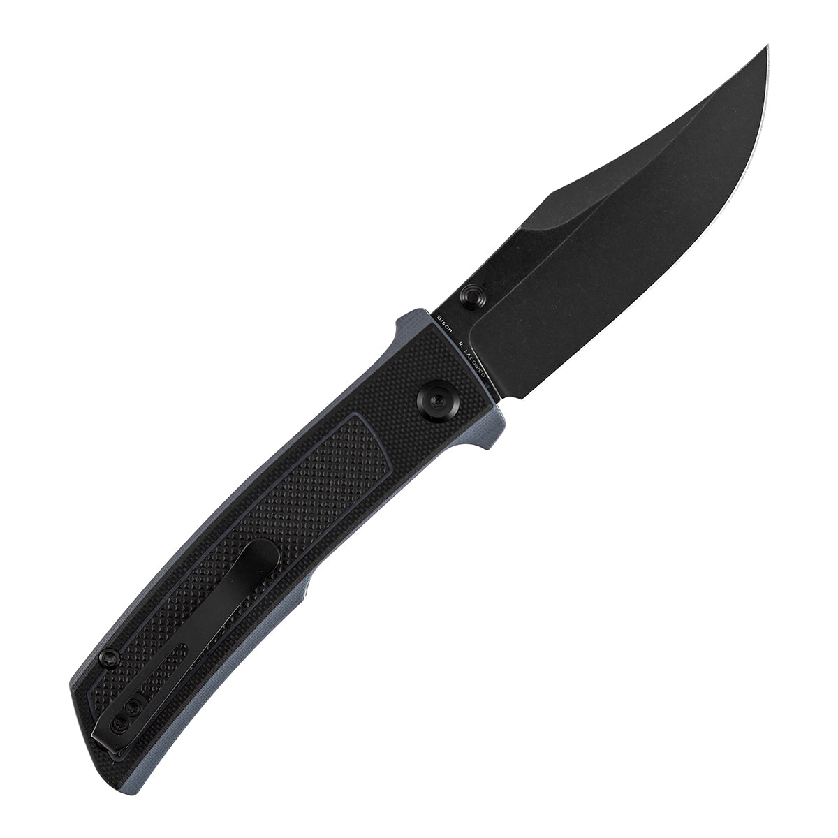 Tenable Bison Folding Knife | 3.24'' Blackwash Nitro V Blade | Black and Gray G10 with Frag Pattern Handle | Ray Laconico Knives Design | B2108A2