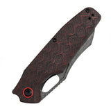 Tenable Tuckamore Folding Knife | 3.54" Water Ripple Damascus | Red & Black Rose Pattern Carbon Fiber | Jonathan Styles Design - B1052A4