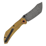 Tenable Tipper Folding Knife | 3.39'' Water Ripple Damascus Blade | Amber PEI Handle | Edgy Bladeworks Design | B1079A5