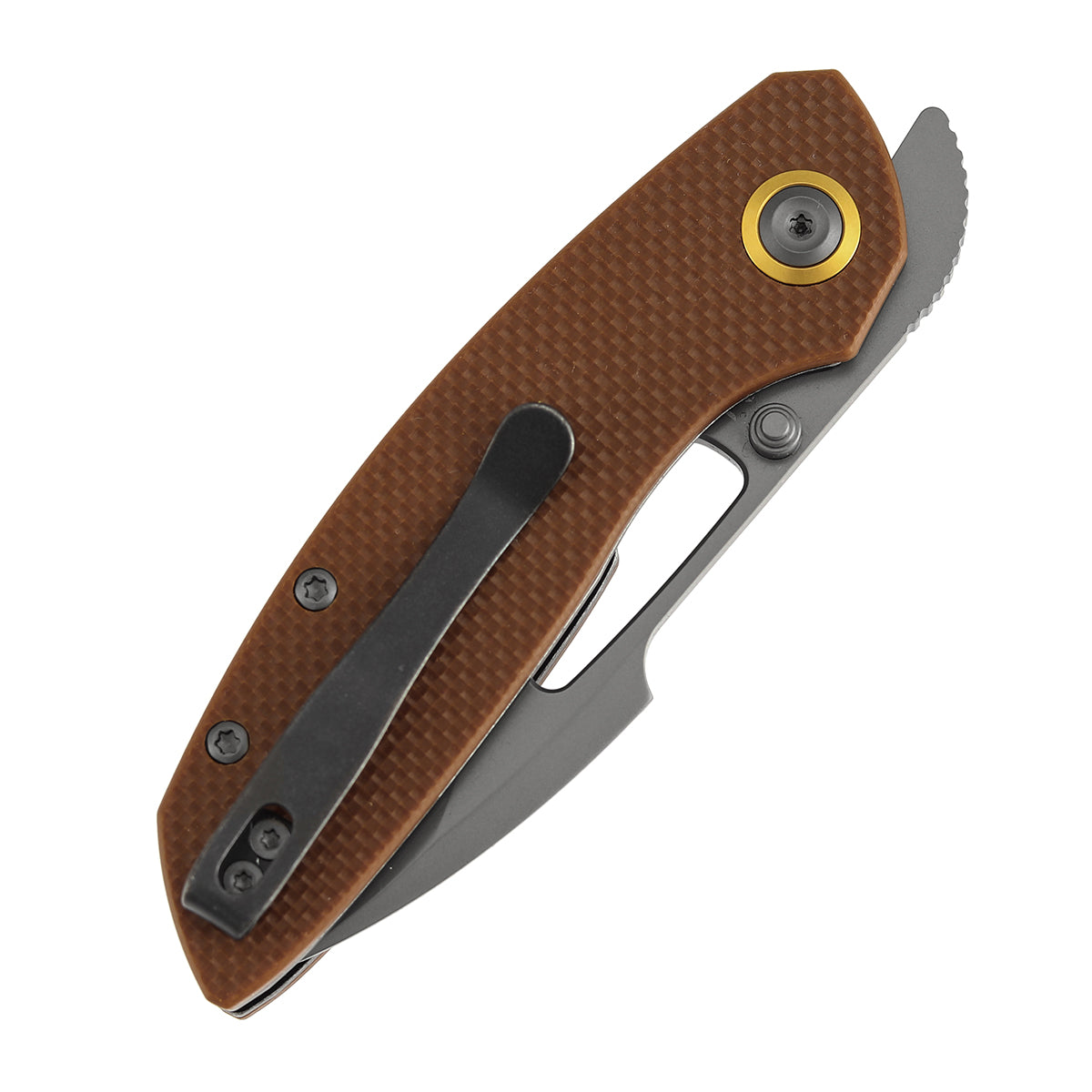 Tenable Link Folding Knife | 3.0" Gray TiCn Coated 14C28N Blade | Brown G10 Handle| Triple Stripe Knives Design | B1068A2