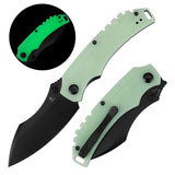 Tenable Pelican XL Folding knife | 3.5" Black TiCn Coated Nitro V Blade | Glow-in-the-Dark Green G10 Handle | Kmaxrom Design Design - B0018A1