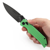 Tenable Eaglestrike Cross Bar Lock Folding Knife Green Anodized Aluminum with Diamond Pattern Handle (3.73'' Blackwash Nitro-V Blade) James Lowe Design-T1095V3