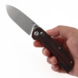 Tenable Kryo Cross Bar Lock | Red & Black G-mascus Handle | 3.58‘’ Stonewashed 14C28N Blade | Kim Ning Design-T1001V11