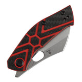 Pre-Order ：Ships by Aug. 10 | Tenable Osprey Folding Knife | 2.22" Stonewashed Nitro-V | Twill Carbon Fiber & Red G10 Handle | Triple Stripe Knives Design - B2087A3