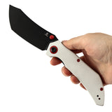 Pre-Order: Tenable Tipper Folding Knife | 3.39'' Blackwash Nitro V Blade | White G10 Handle | Edgy Bladeworks Design | B1079A4