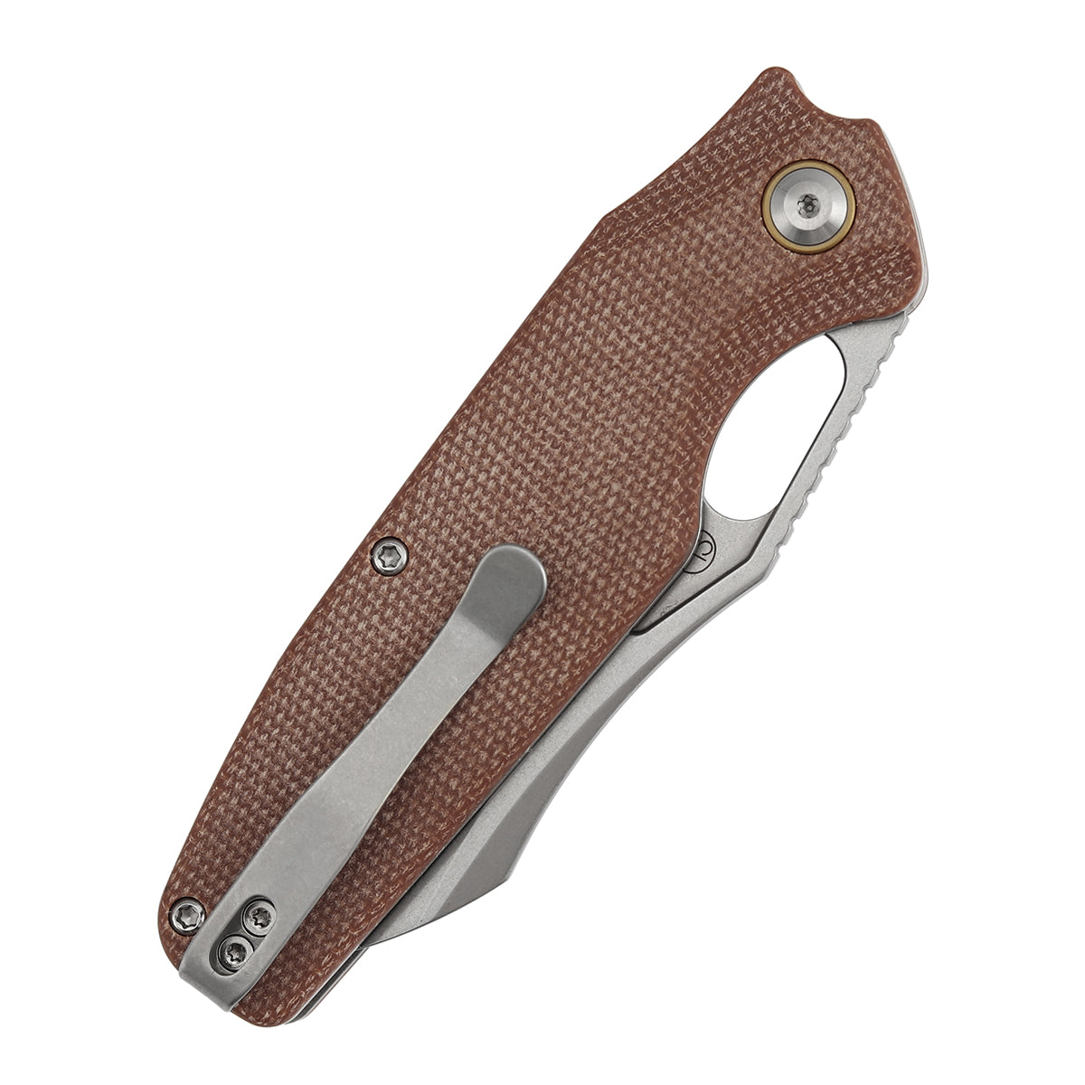 Tenable Tuckamore Folding Knife | 3.54" Stonewashed Nitro V | Brown Micarta | Jonathan Styles Design - B1052A2
