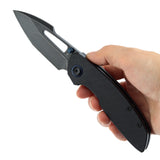 Tenable Link Folding Knife | 3.0" Blackwash 14C28N Blade | Black Micarta Handle| Triple Stripe Knives Design | B1068A4