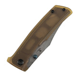 Tenable Bison Folding Knife | 3.24'' Water Ripple Damascus Blade | Amber PEI/Ultem Handle | Ray Laconico Knives Design | B2108A5