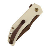 Tenable Orion Flipper Folding Knife | Ivory White G10 Handle | 3.07" Rose Gold Nitro V with CNC Milling Blade | JB Stout Design | B1089C5