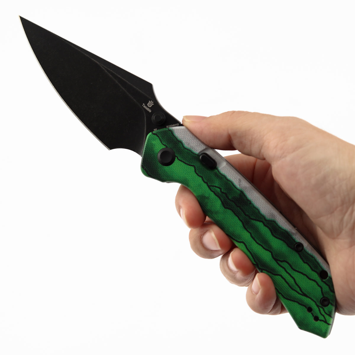 Tenable Fenrir Top Liner Lock Folding Knife| 3.4“ Blackwash D2 Blade | Jade G10 with Green Misty Mountain Inspired Pattern Handle | Sparrow Knife Design | B1034H12