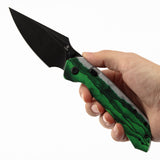 Tenable Fenrir Top Liner Lock Folding Knife| 3.4“ Blackwash D2 Blade | Jade G10 with Green Misty Mountain Inspired Pattern Handle | Sparrow Knife Design | B1034H12