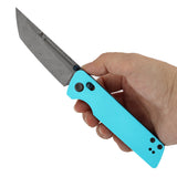 Tenable Anomaly Cross Bar Lock Knife | 3.14“ Damascus Blade | Blue G10 Handle | Pinkerton Knives Design | B2038V3