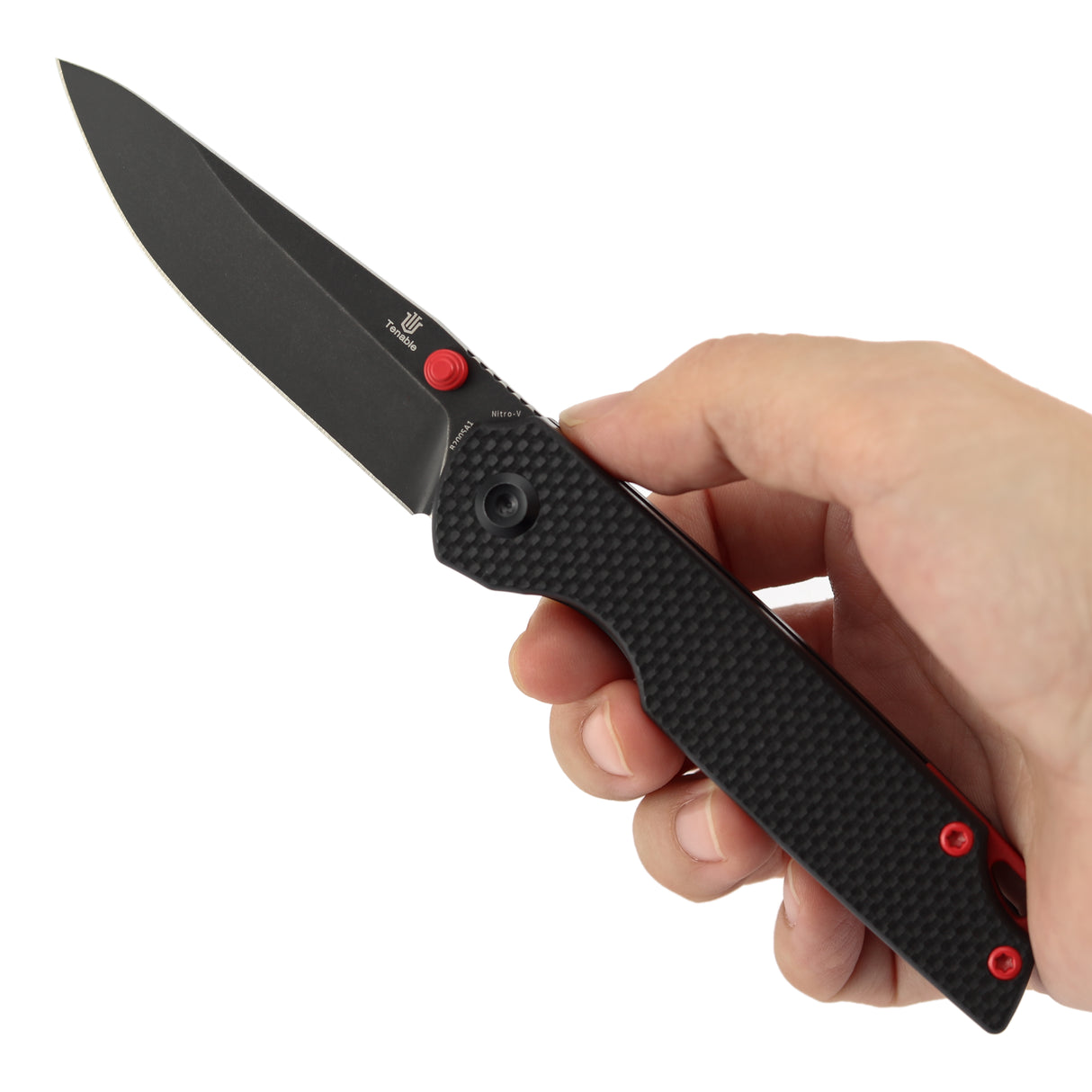 Tenable Mini Warrior Liner Lock Knife | 2.9" Blackwash Nitro-V Blade | Black G10 Handle | Kim Ning Design - B2005A1