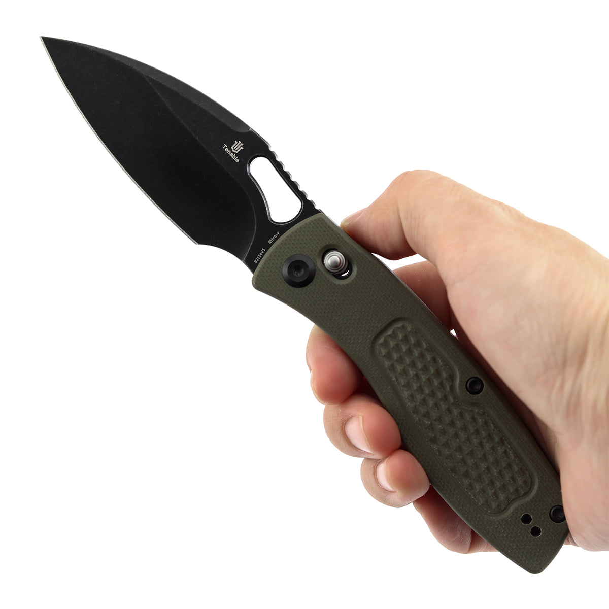 Pre Order | Heron Folding Knife - 3.13" Nitro V Blade| Olive Green G10 Handle with Diamond Pattern| Johan Jordaan - B2124V5