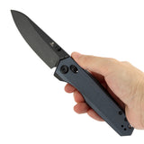 Tenable Beaver CrossBar Folding Knife | 3.44'' Blackwash Nitro-V Blade | Gray and Black G10 Handle | Kim Ning Design-T1105V7