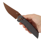 Tenable Deadite Cross Bar Lock Knife | 3.52" Rose Gold 14C28N Blade | Black Micarta Handle | TuffKnives Design - B1081V3