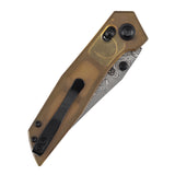 Tenable Deadite Cross Bar Lock Knife | 3.52" Water Ripple Damascus Blade | Amber PEI Handle | TuffKnives Design - B1081V4