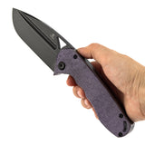 Pre-order: Ships on the Nov. 21st - Tenable Bömbur Folding Knife Purple Micarta Handle (3.53'' Blackwashed D2 Blade) Midgards Messer Design--T1054A6