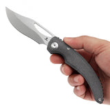 Tenable Gideon Folding Knife Black Micarta Handle (3.5'' Stonewashed Nitro V Blade) Dead Sober Design--T1119A1