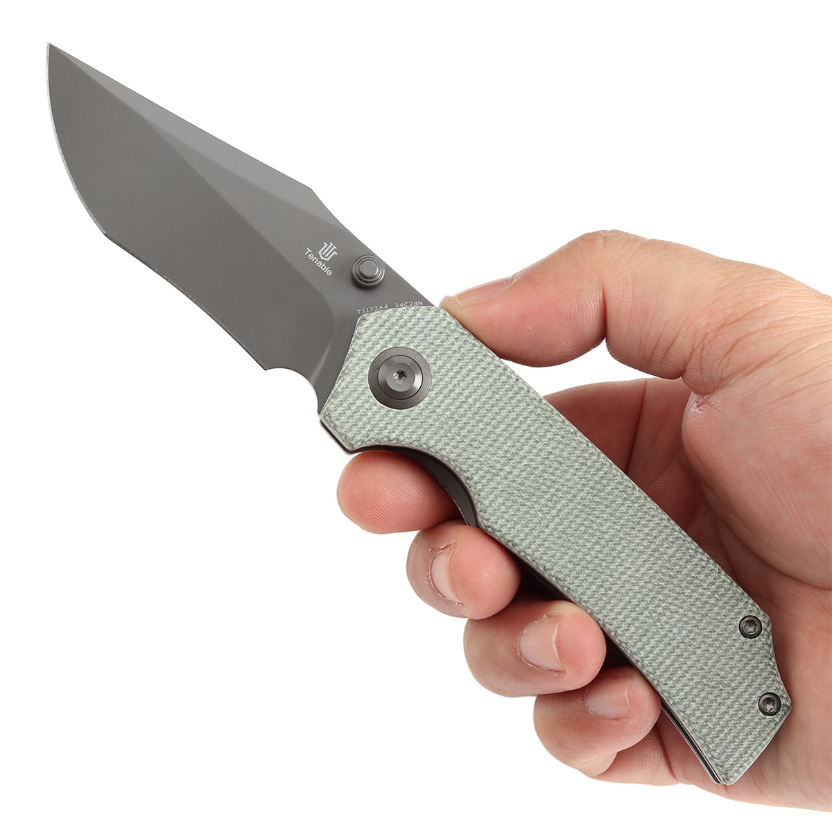 Tenable Fermi Folding Knife Green Micarta Handle (3.11'' Grey TiCn