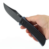 Tenable Bison Folding Knife | 3.24'' Blackwash Nitro V Blade | Black and Gray G10 with Frag Pattern Handle | Ray Laconico Knives Design | B2108A2