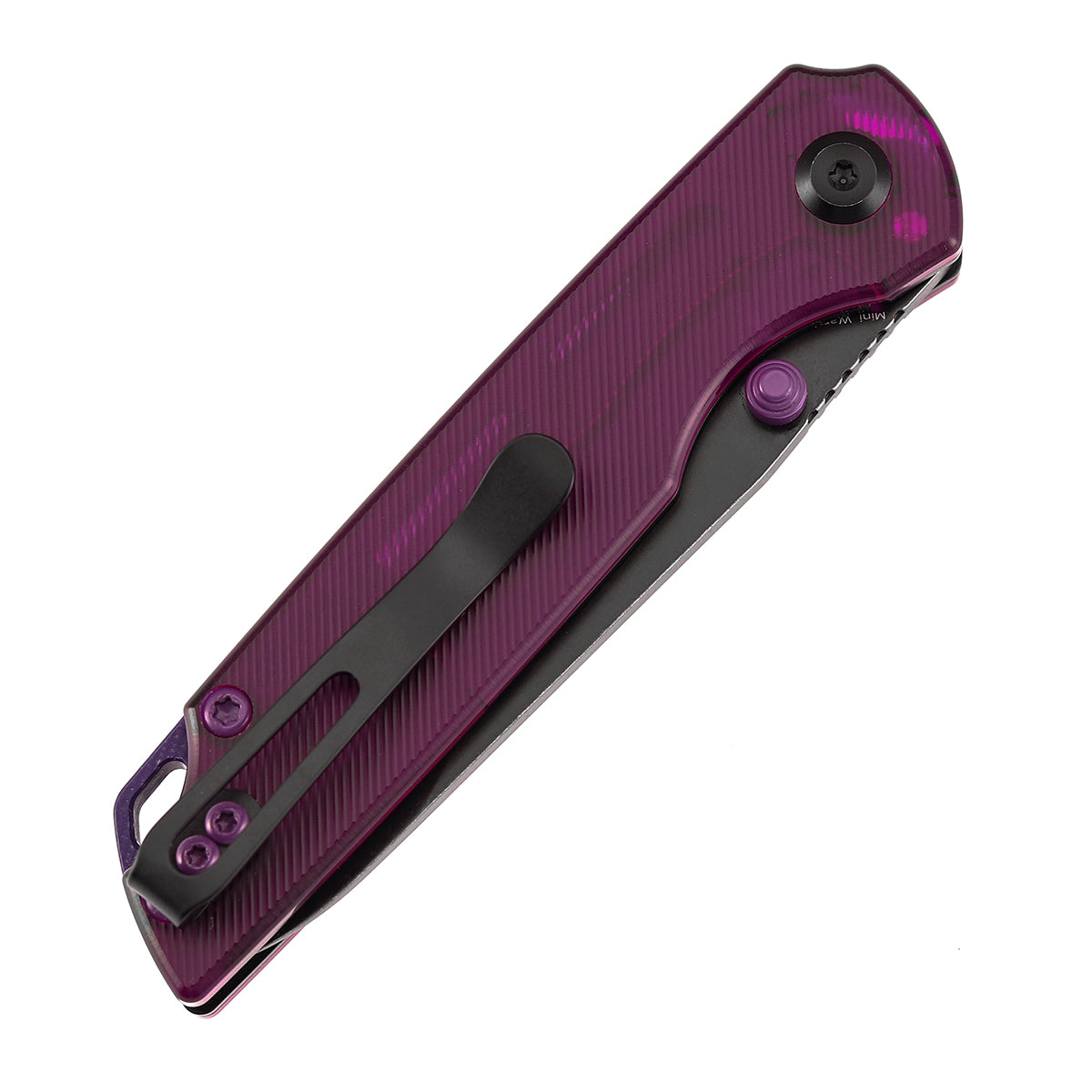 Tenable Mini Warrior Liner Lock Knife | 2.9" Blackwash Nitro-V Blade | Purple Acrylic Handle | Kim Ning Design - B2005A2