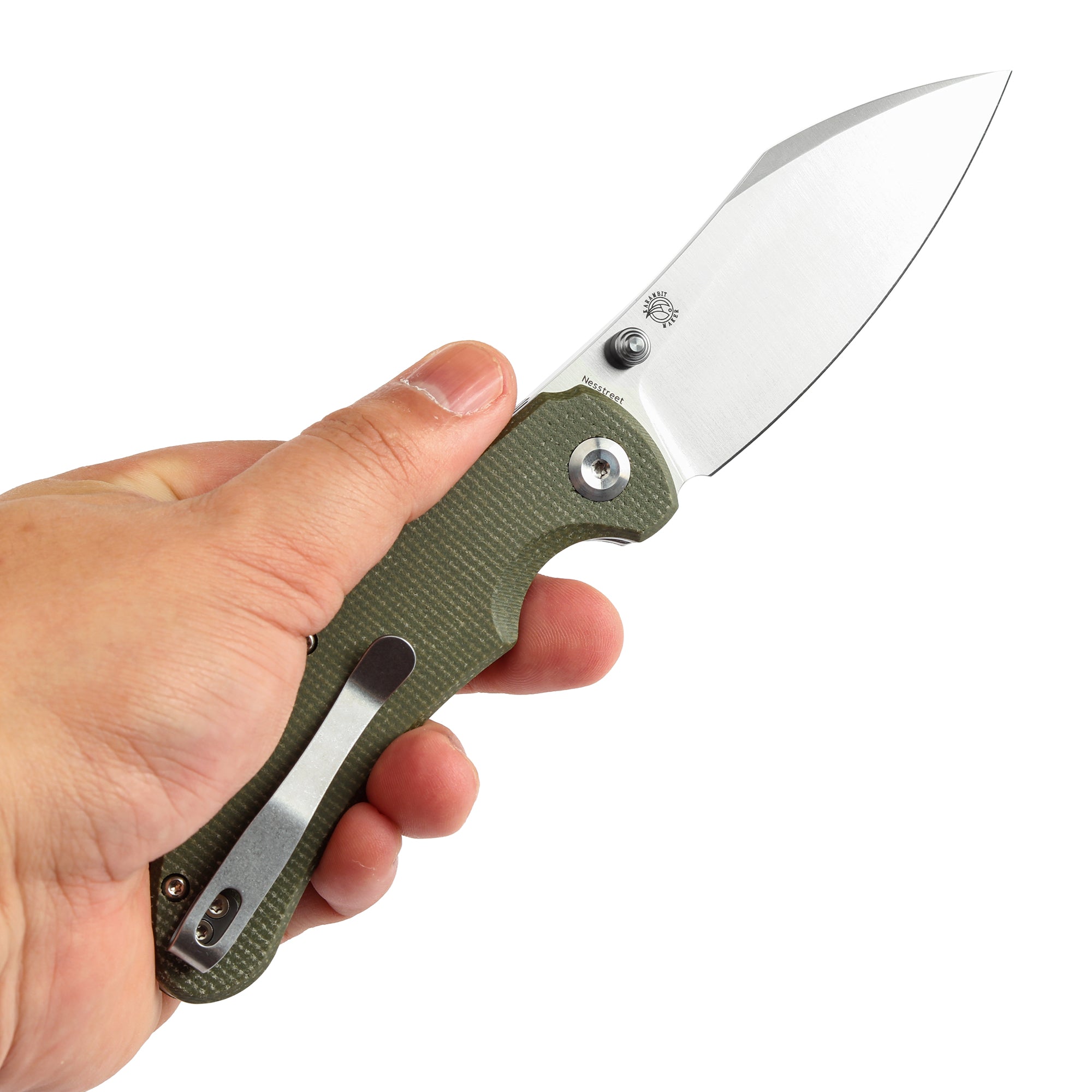 Tenable Nesstreet Folding Knife Green Micarta Handle (3.58'' Satin