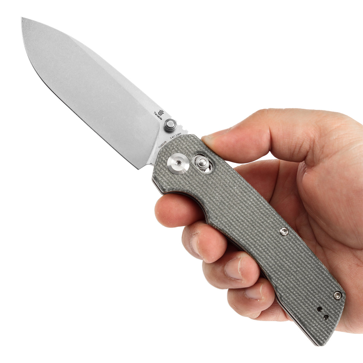Tenable Kryo Cross Bar Lock Green Micarta Handle (3.58