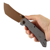 Tenable Tipper Folding Knife | 3.39'' Rose Gold Nitro V Blade | Black Micarta Handle | Edgy Bladeworks Design | B1079A1