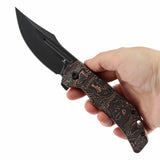 Orion Flipper Folding Knife | Copper Carbon Fiber Handle | 3.07" Blackwash Nitro V with CNC Milling Blade | JB Stout Design | B1089C3