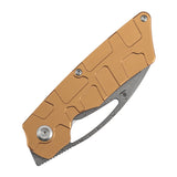 Tenable Goblin L Folding Knife | 3.08" Water Ripple Damascus Blade |Bronze Anodized Aluminum with Amphibian-inspired Geometric Texture Handle | Marshall Noble Design | B3016A2
