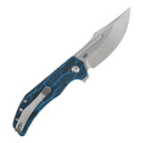 Tenable Orion Flipper Folding Knife | Blue Topo G-mascus Handle | Stonewashed 14C28N | JB Stout Design | B1089A1
