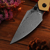 Tenable Fenrir Halloween Limited Edition Folding Knife | Top Liner Lock | 3.4" Water Ripple Damascus Blade | Golden Anodized Aluminum Spooky Gothic Pattern Handle | Sparrow Knife Design - B1034H24