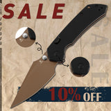Tenable Fenrir Top Liner Lock Folding Knife| Black G10 Handle | 3.48“ Rose Gold Coated Nitro-V Blade | Black Hardware & Silver Thumb Stud | Sparrow Knife Design | B1034H3-2